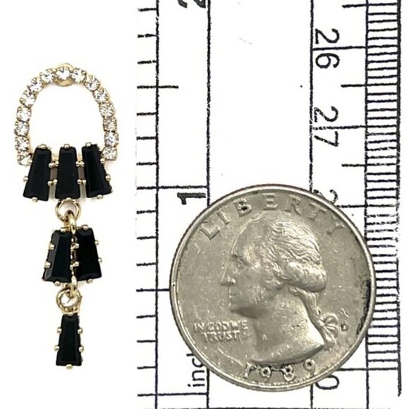 LEANNE BLACK RHINESTONE DROP EARRINGS - Picture 2 of 2